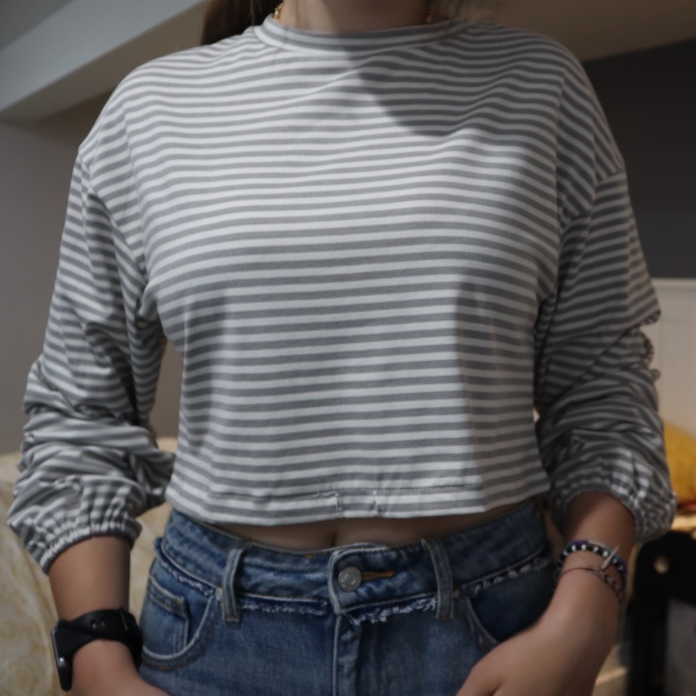 NWT Zaful cropped striped long sleeve